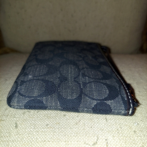 Coach Signature Chambray Canvas and Leather Wristlet Wallet - Picture 5 of 8